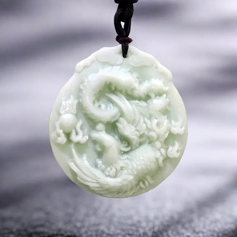 Natural Real Jade Phoenix Pendant Necklace Stone Carved Jewelry Talismans Charm Chinese Designer Gifts for Women Men Fashion