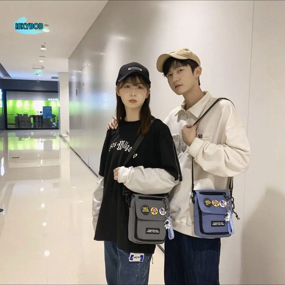 

All-match Quick-dry Canvas Shoulder Bag Portable Pendant Men Crossbody Bag Casual Korean Style Mobile Phone Pack Daily