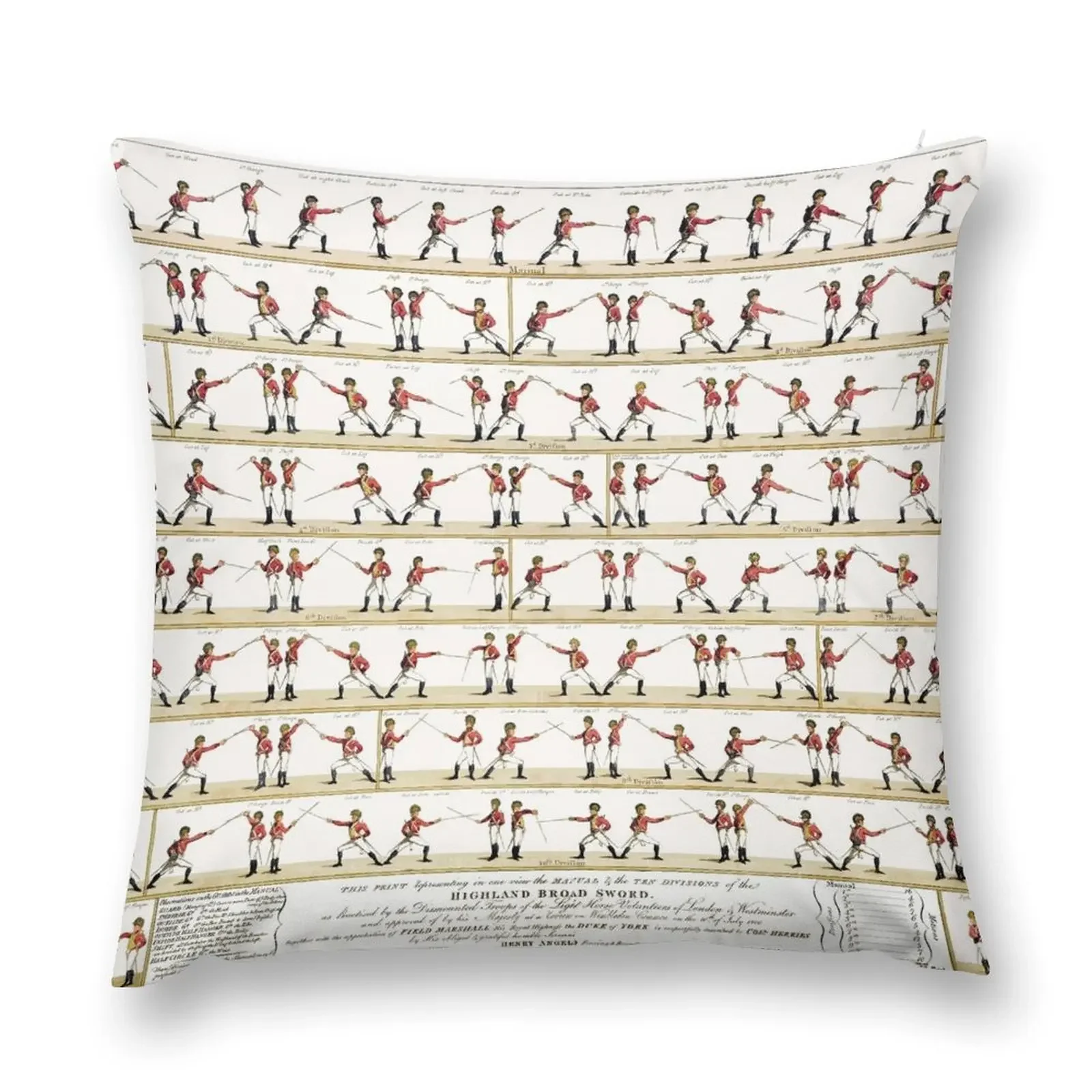 Angelo's Ten Division of the Highland Broad Sword Throw Pillow Pillow Covers Decorative Pillow Case