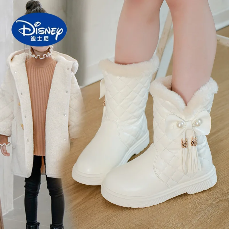 أحذية ديزني للفتيات الشتوية 2025 |   أحذية الثلوج مبطنة بالصوف |   أحذية الأميرة للأطفال الصغار والأطفال