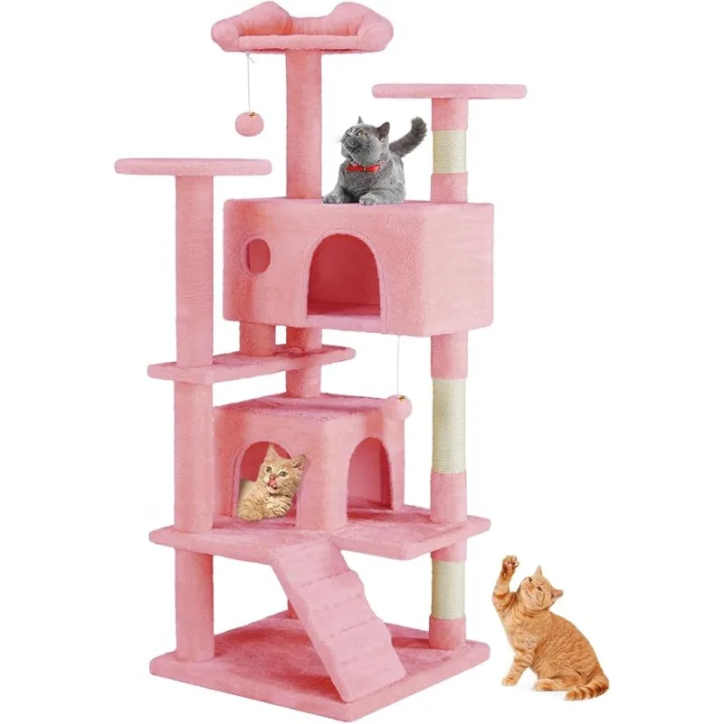 

Sweetcrispy 54 Inch Cat Tree Tower, Multi-Level with Cat Scratching Post, Indoor Cat Condo with Climbing Ladder, Plush Toy, Play