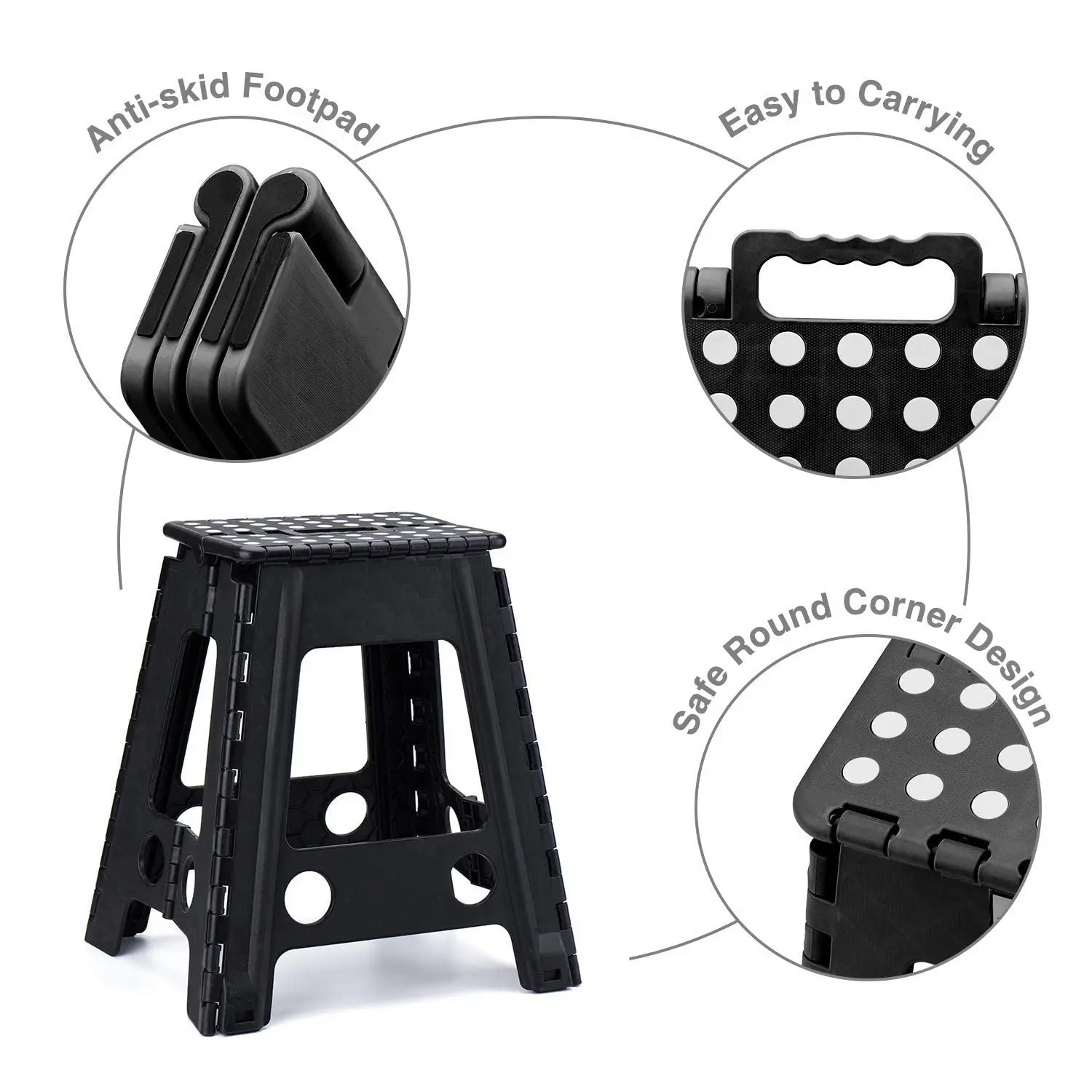 Portable Living Plastic Dots Folding Step Stool Anti slip Foldable Adults Chair(#4)