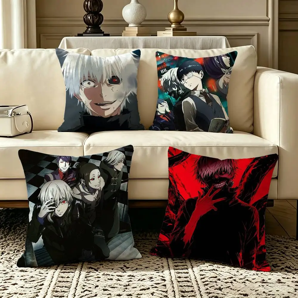 Tokyo Ghoul Anime  Pillow Case Square Double-Sided Sofa Cushion Cover Bedroom Bedside Pillow