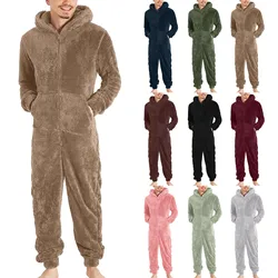 Men And Women Fleece Pajamas Winter Warm Hoodies Bodysuit Overalls Suits Sleepwear Daily Hooded Flannel Homewear Nightwear 5XL