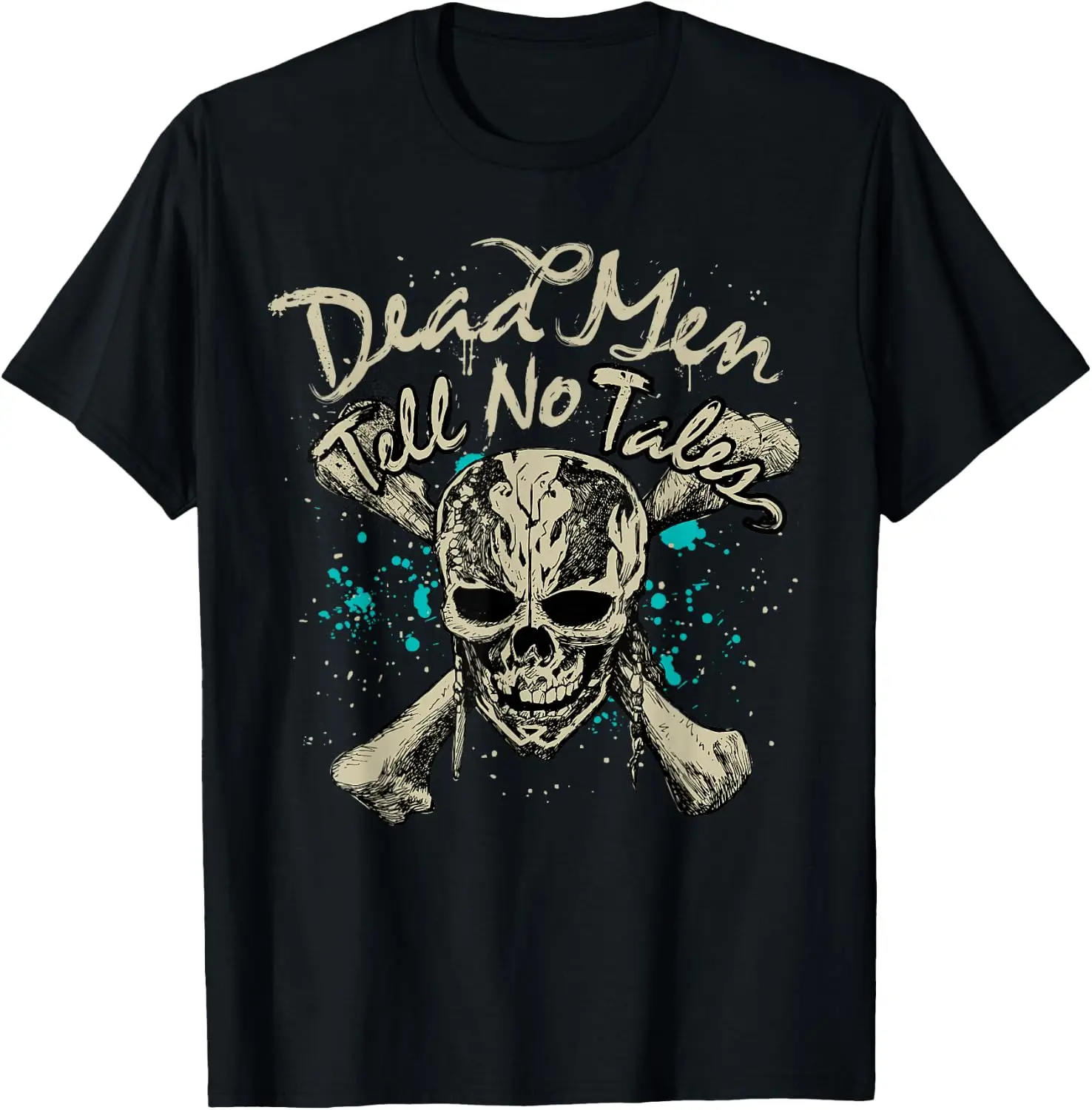 Pirates Of The Caribbean Dead Men Tell No Tales Skull T-Shirt Vintage Style Graphic T‑Shirt, Retro Tee, 100% Cotton Soft Lightweight Crew Neck Unisex Casual Short Sleeve Tops For Men Women Daily Wear