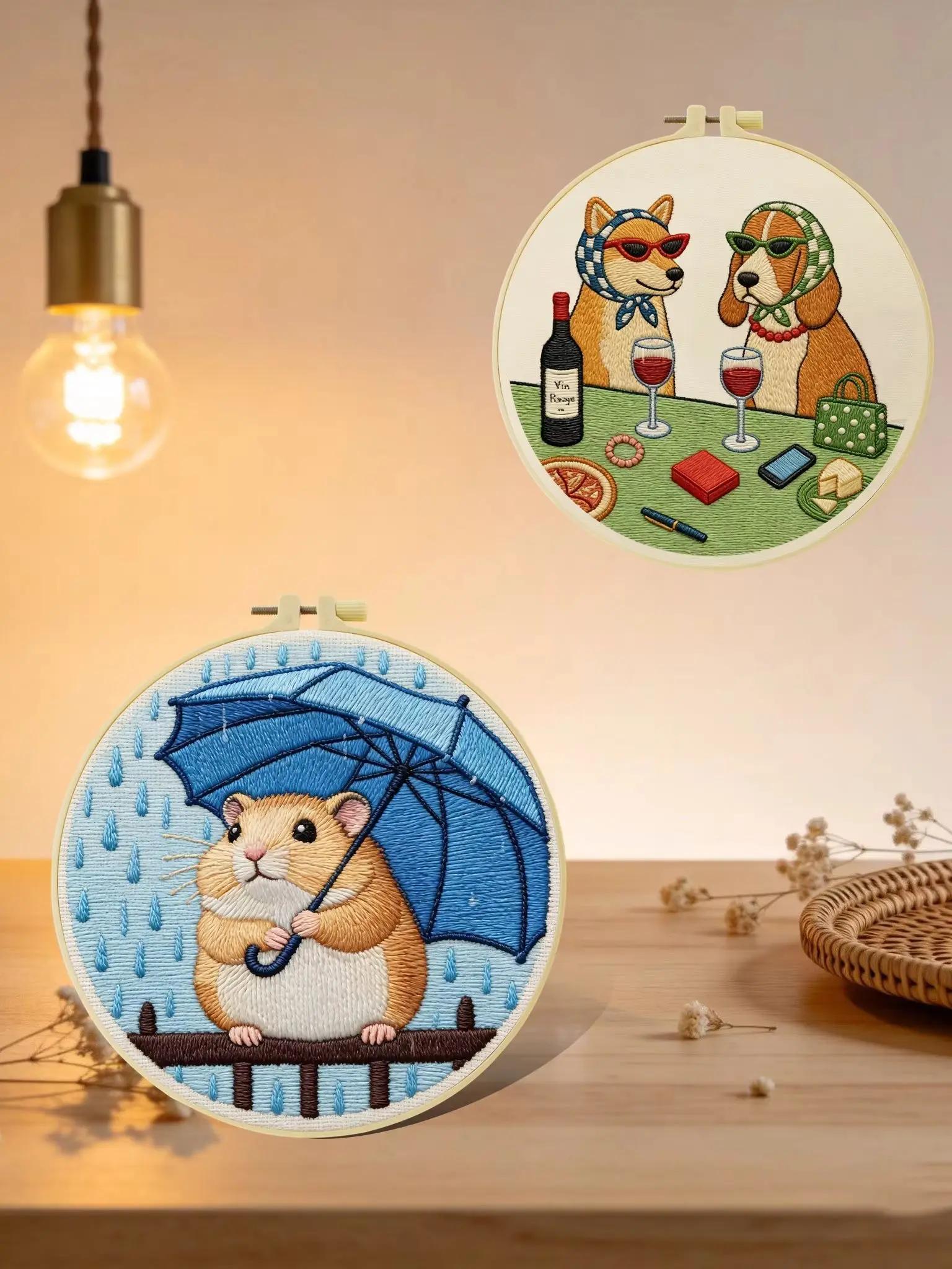 1 Stück DIY Tier-Stickerei-Werkzeugset für Anfänger, Heim-Nähhandarbeits-Set, Stickerei-Set, Geschenk, Muster, Handgemacht – Detail 1