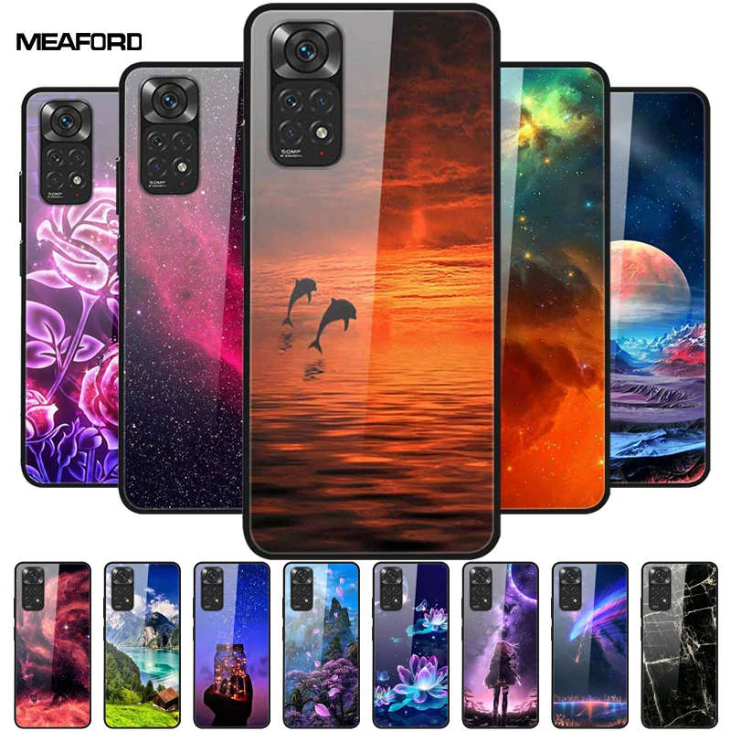 For Redmi Note 11 Cases Note 11S Tempered Glass Hard Back Cover For Xiaomi Redmi Note 11 Pro 5G Case Coque Funda Note11 S 6.43''