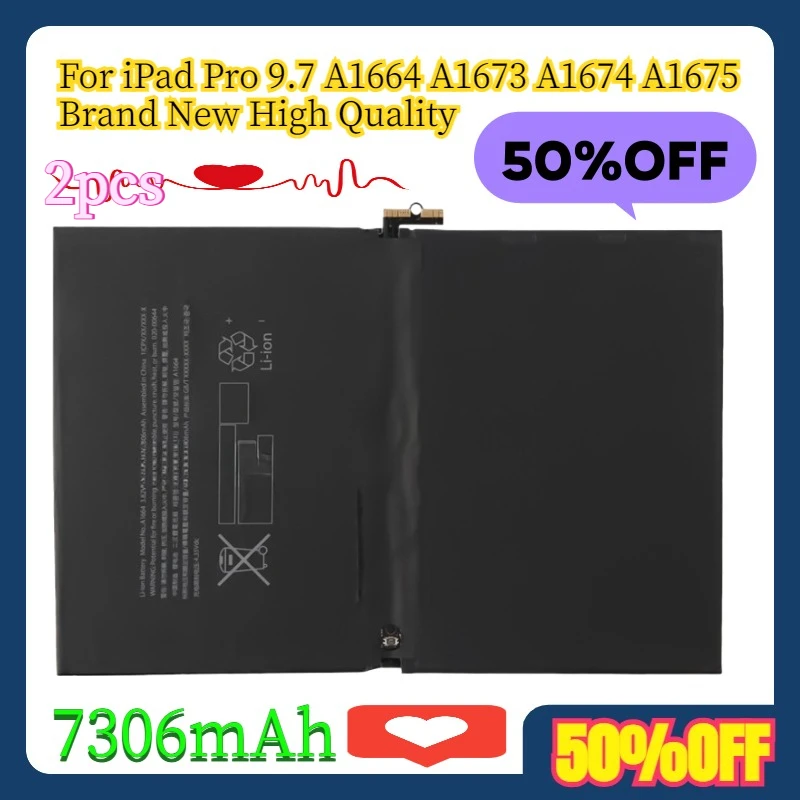 

2 шт. аккумулятор для планшета 7306 мАч для iPad Pro 9,7 A1664 A1673 A1674 A1675, новинка, высокое качество