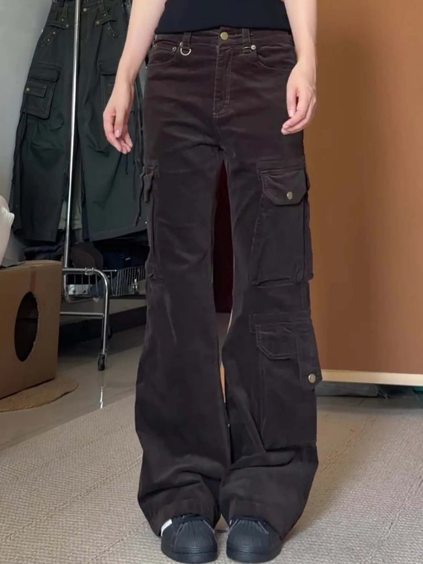 

High Waist Wide Leg Pants Women's Casual Style Corduroy Drapey Loose Slimming Comfortable Straight Cut Trousers Autumn Winter