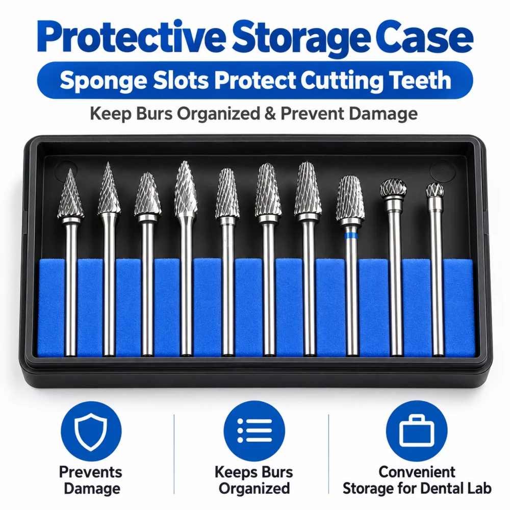 30/20/10PCS Dental Carbide Drills Kit HP 2.35mm 135℃ Autoclavable Universal Grinding/Removing/Polishing Dentistry Tool