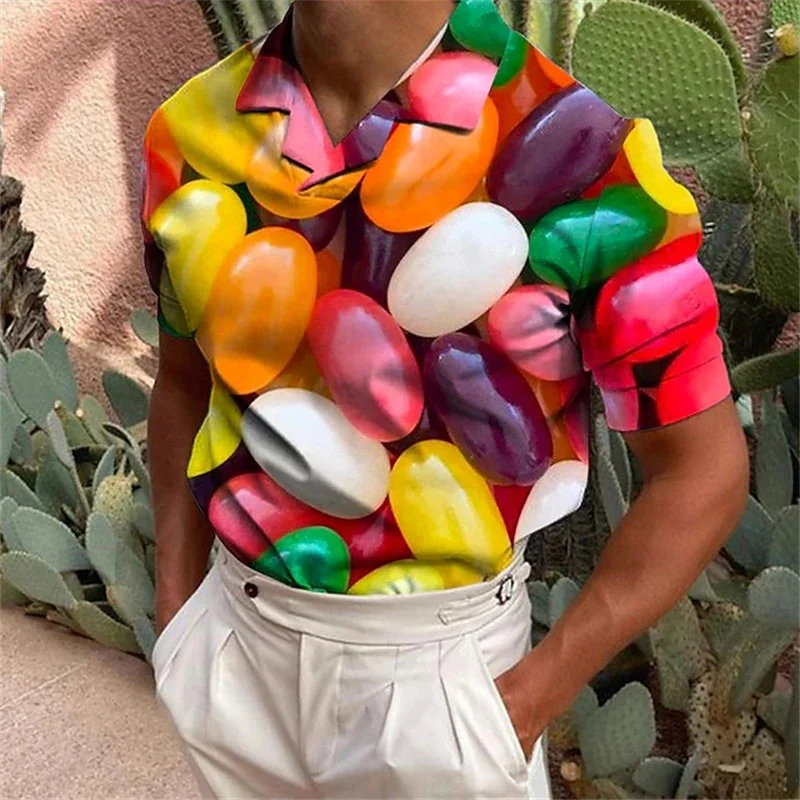 Casual Snack Candy Pattern Polo Shirt For Men Fudge 3D Print Tees Summer Kids Short Sleeve Shirts Sweets Male Lover Lapel Tops