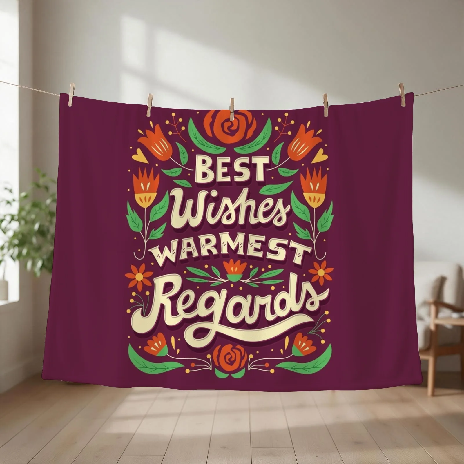 Best Wishes, Warmest Regards Throw Blanket couch cozy soft plush fuzzy picnic outdoor blanket