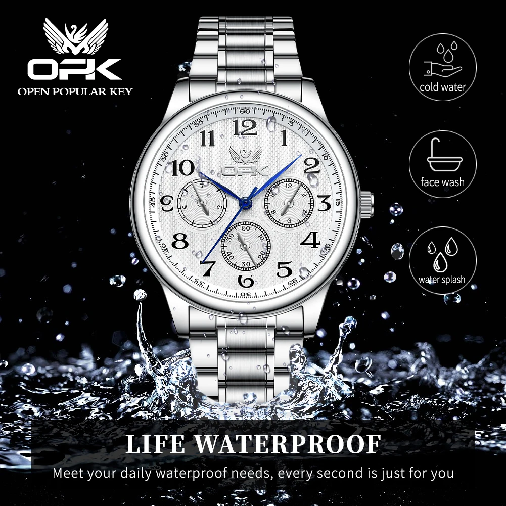 OPK-Montre de couple de luxe pour hommes et femmes, horloge à quartz étanche, cadran numérique simple, montres en acier inoxydable, marque supérieure, 6012