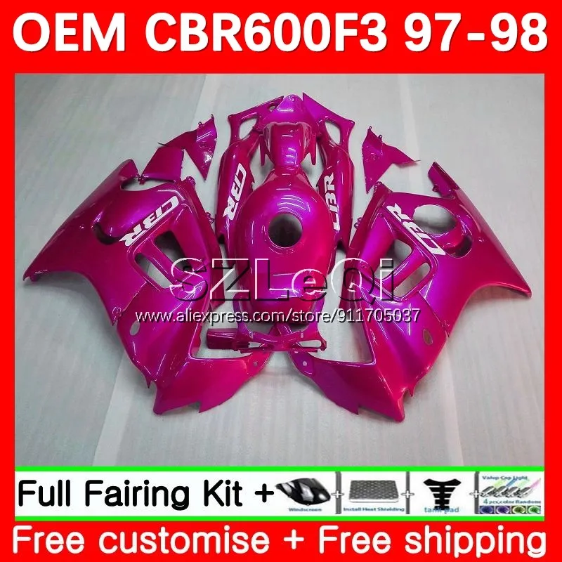 Injection Body +Decal For HONDA CBR 600F3 600 CBR600F3 95 96 Glossy pink 35No.276 CBR600FS CBR600 F3 FS CC 1995 1996 OEM Fairing