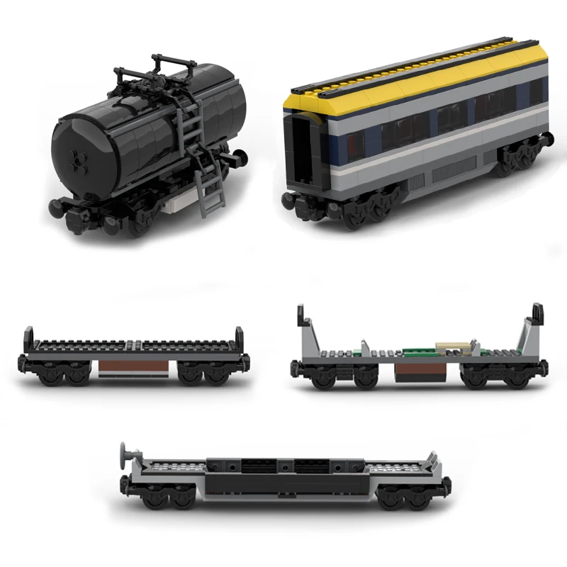 

MOC Building Block Urban Rail Train Carriage Cargo Oil Tank Trailer Long-distance Train DIY Model Kits Connectable Train Base