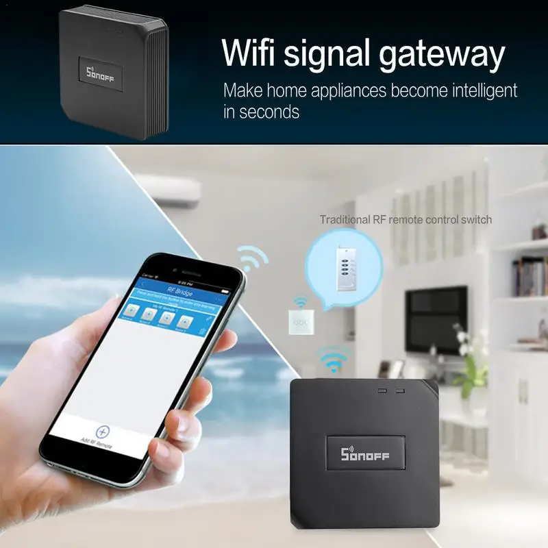 Universal inteligente de automação residencial rf ponte wifi 433 mhz interruptor substituição domotica wi-fi controle remoto rf