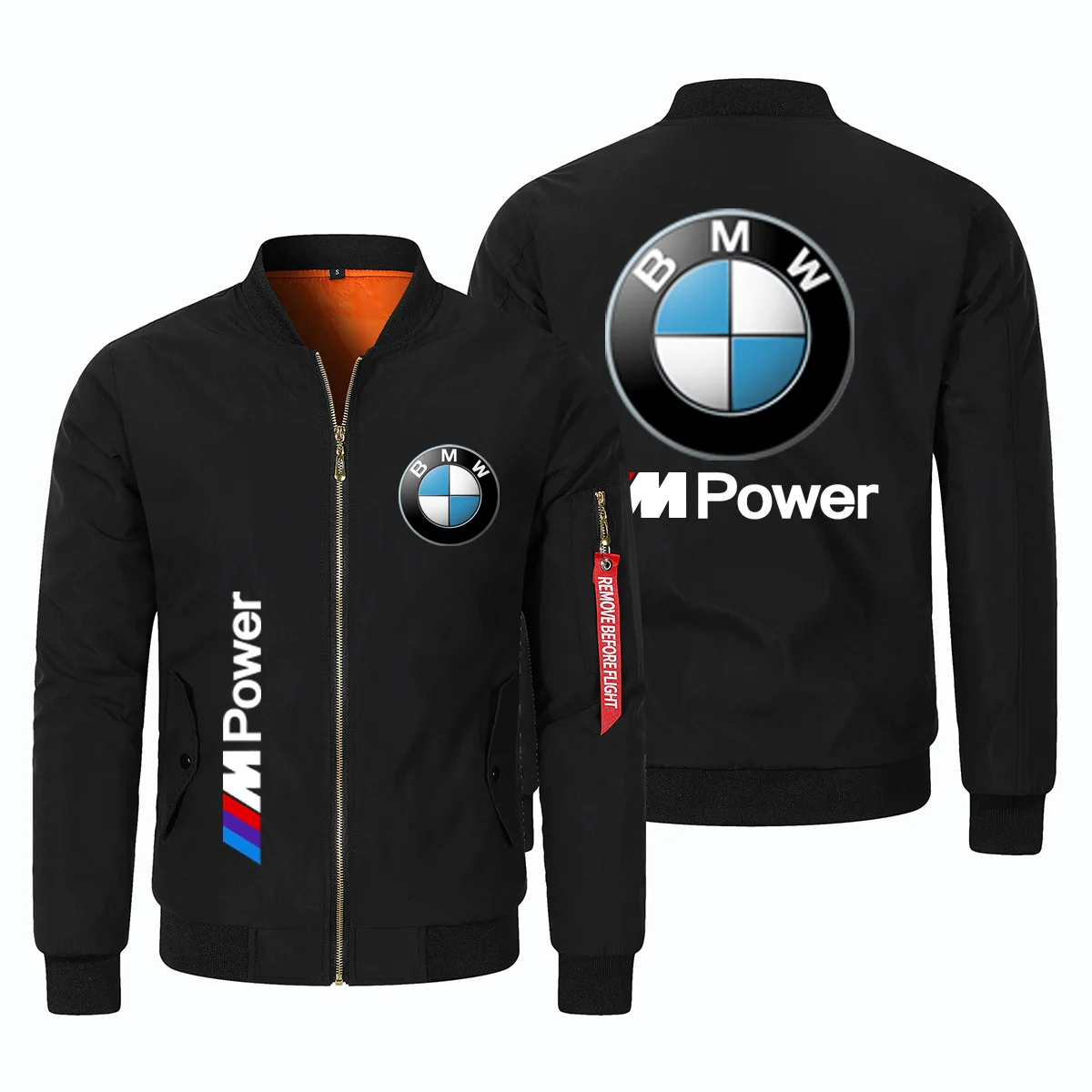 Jaqueta de roupas masculinas BMW 2025 Nova jaqueta Stormtrooper quente espessada com zíper de motocicleta masculino estampado BMW e jaqueta de veludo