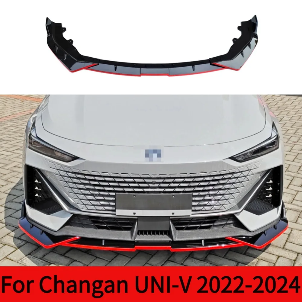 For Changan UNI-V 2022-2024Car Accessories3PCS Front Bumper Lip Spoiler Side Splitter Deflector Guards Body Kit Cover