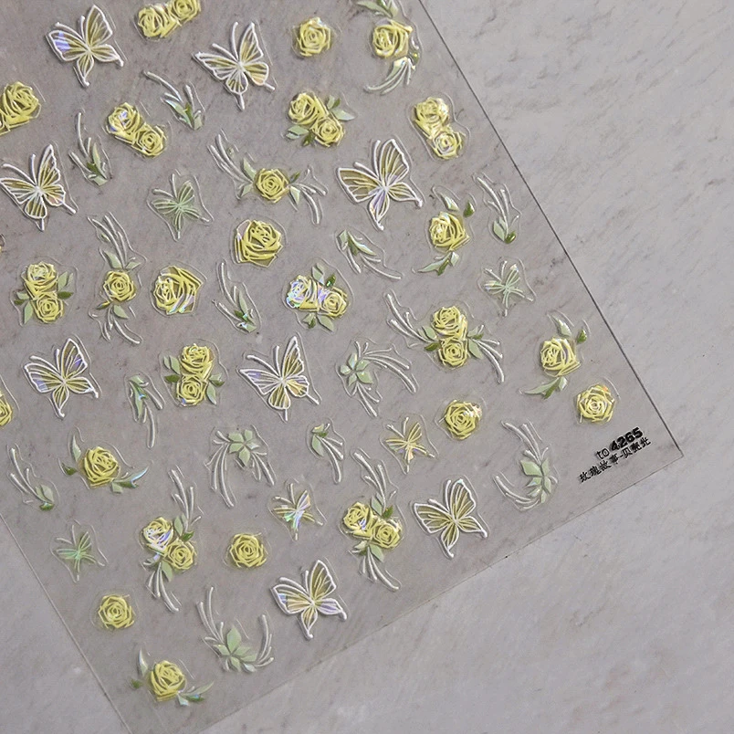 

Charm Sparkle Yellow Flower Butterfly Rhinestone Silver Gold Blue Chinese Rose Red Love Nail Decoration Sticker Manicure Decals