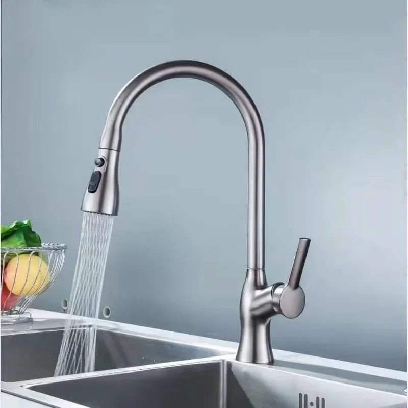 Faucet Rotating Pull-out Telescopic Splash-Proof Household Washing Vegetables Basin Sink Hot And Cold Water