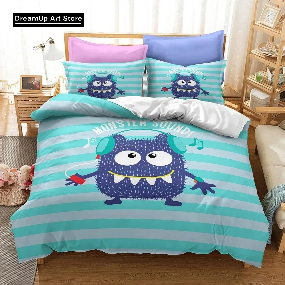 3D Print Fashion Cartoon Big Eyed Monster Bedding Set Boys Girls Twin Queen Full Size Duvet Cover Pillowcase Bed Adult Bedroom