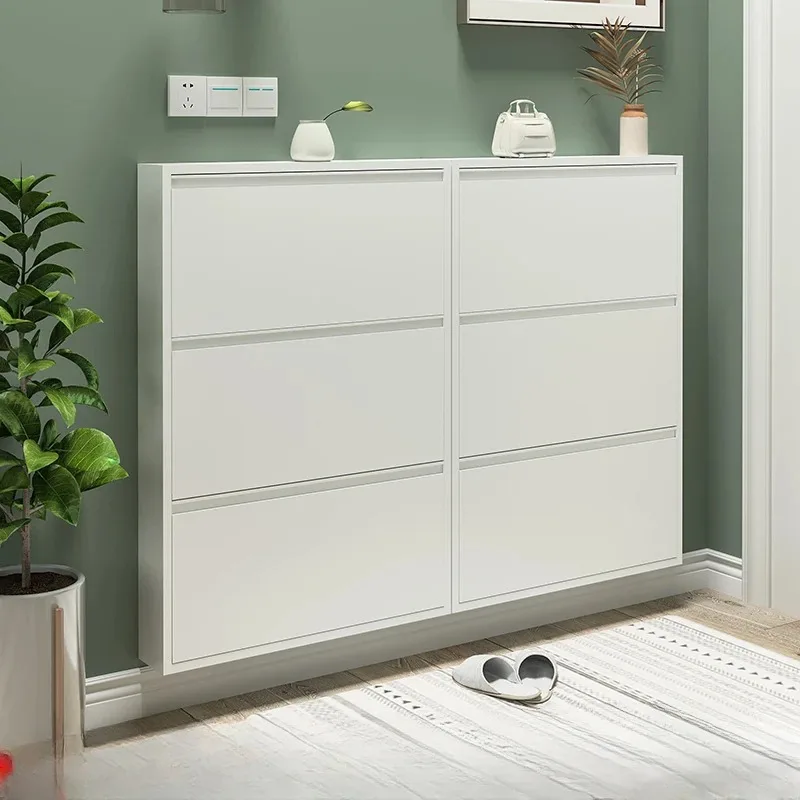 hh-Ultra Thin Shoe Cabinet Steel Household Doorway Hanging Metal Shoe Cabinet Large Capacity Sapateira Living Room Furniture^