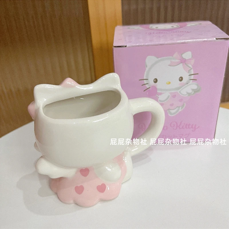 Керамическая кружка Kawaii KT Cat, чашка для кофе, молока, милый мультяшный держатель для ручек, настольные украшения, подарок на день рождения.