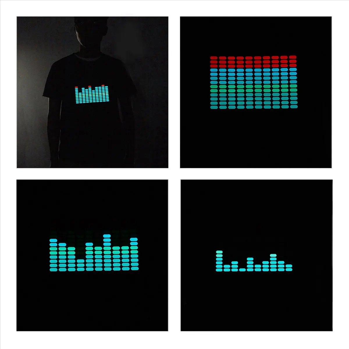 【hot-a71t】男性用、音に反応して光るled-tシャツ、点滅するロックディスコ風イコライザー、半袖led-tシャツ、mサイズ
