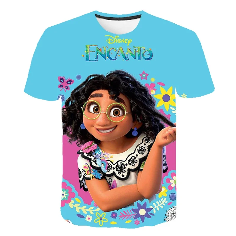 Disney Filme schöne Prinzessin Mirabelle Encanto Mädchen gedruckt T-Shirt Sommerkleid ung Mädchen Geburtstags feier T-Shirt Kleidung