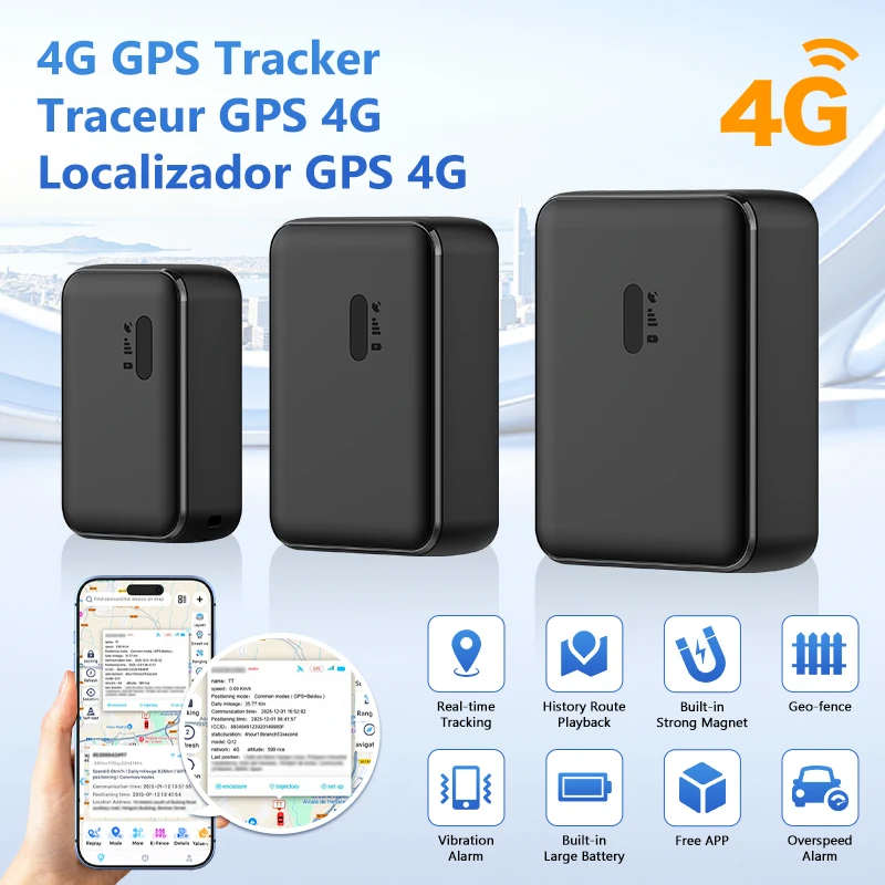 Strong Magnet 4G Car QX GPS Tracker Vehicle Locator Vibration Alarm Long Standby Free APP