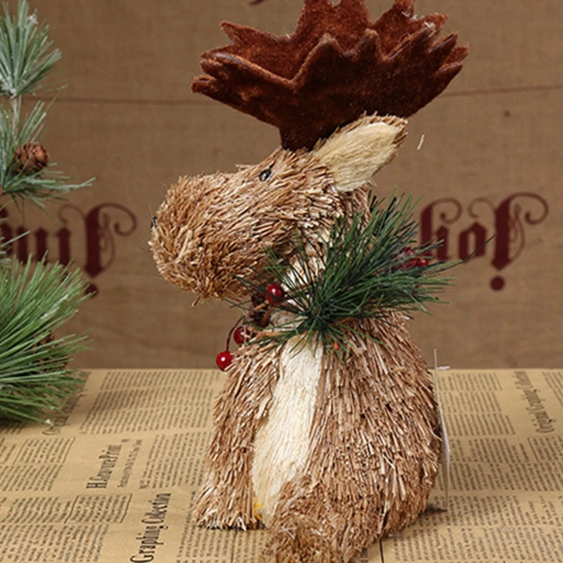 عيد الميلاد الأيائل زخرفة القش الاصطناعي الرنة تفعل الانقسامات الحيوان لدمية المنزل حديقة سطح المكتب الديكور حزب مفضل #1