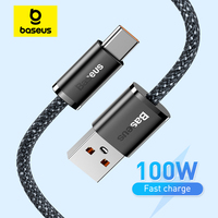 Baseus 100W USB Cable For Honor USB-C Fast Charging Charger Wire Cord For Huawei Samsung Xiaomi Type-C USBC Cable