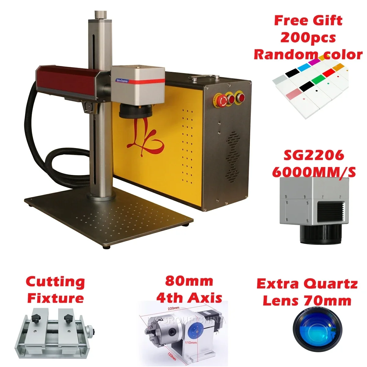 200W JPT Split Fiber Laser Marking Machine Metal Engraving Cutting Marker SG7110 SG2206 Optional Steel Color Marking Jewelry