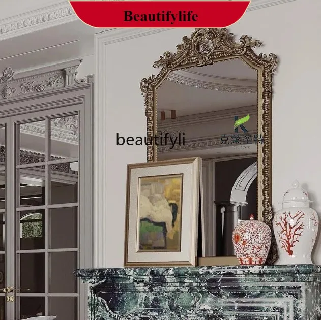 

F66 French retro, toilet bathroom mirror American living room porch fireplace decorative mirror bedroom wall makeup mirror