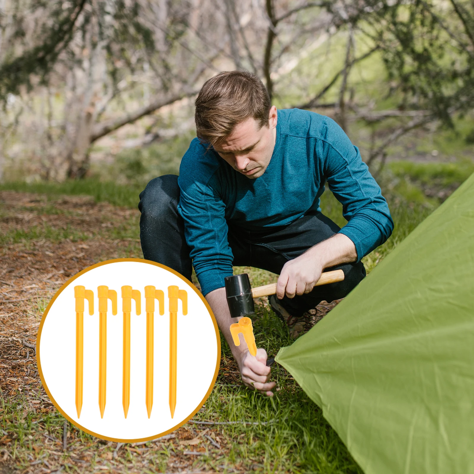 

24pcs Tent Pegs Stakes Camping Tent Nails Outdoor Hiking Accessories Beach Sand Ground Fixing Hooks Reusable Abs Lightweight For