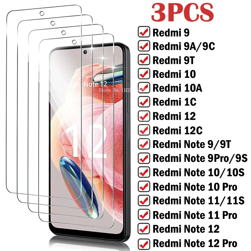 Premium Tempered Glass for Xiaomi Redmi Note 9 10 11 12 Pro 9S 10S 11S Screen Protector for Redmi  9 9A 10A 10C 9T 12C Low Price