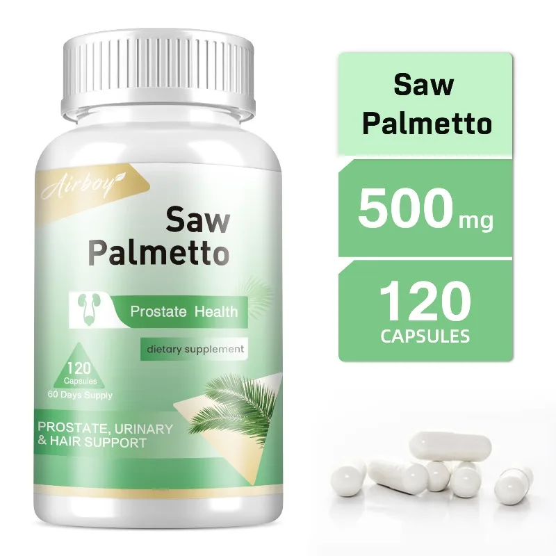 

Saw Palmetto Capsules - Antioxidant, Improves Sleep, Reduces Hair Loss, Promotes Prostate and Urinary Tract Health, Non-GMO