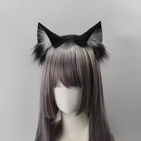 Lolita Faux Fur Cat Ear Hair Band Wolf Fox Ears Plush Cosplay Headband Sweet Furry Ear Anime Cosplay Hair Accessory