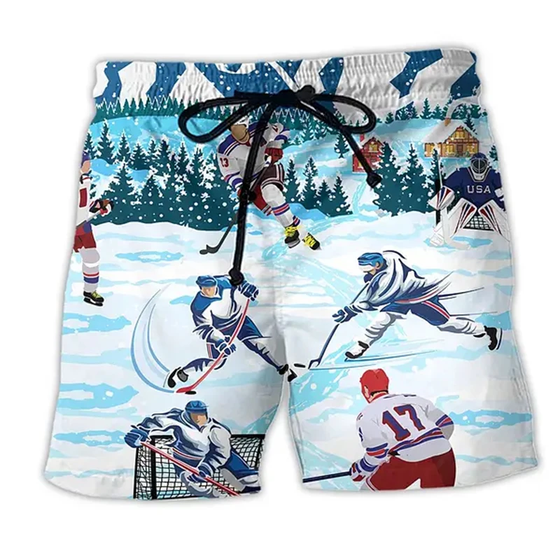 

Fashion Hockey Graphic Short Pants For Men Summer Trend 3D Printed Beach Shorts Casual Streetwear Oversized Sports Board Shorts