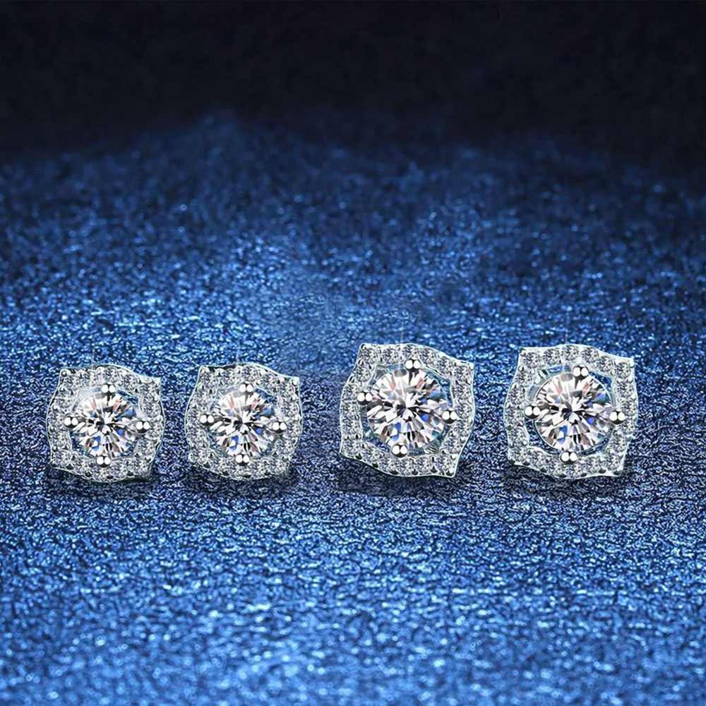 

JoyceJelly Fashion Colorful Moissanite Ear-studs S925 Sterling Silver Earrings Lab-created Diamond Jewelry For Women Female Gift