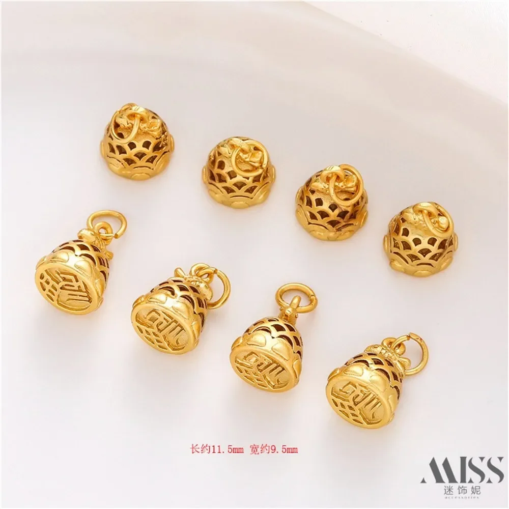 18K Gold Color Smooth Sailing Hollow Lotus Pod Pendant DIY Bracelet Necklace Pendant Hanging Jewelry Accessories