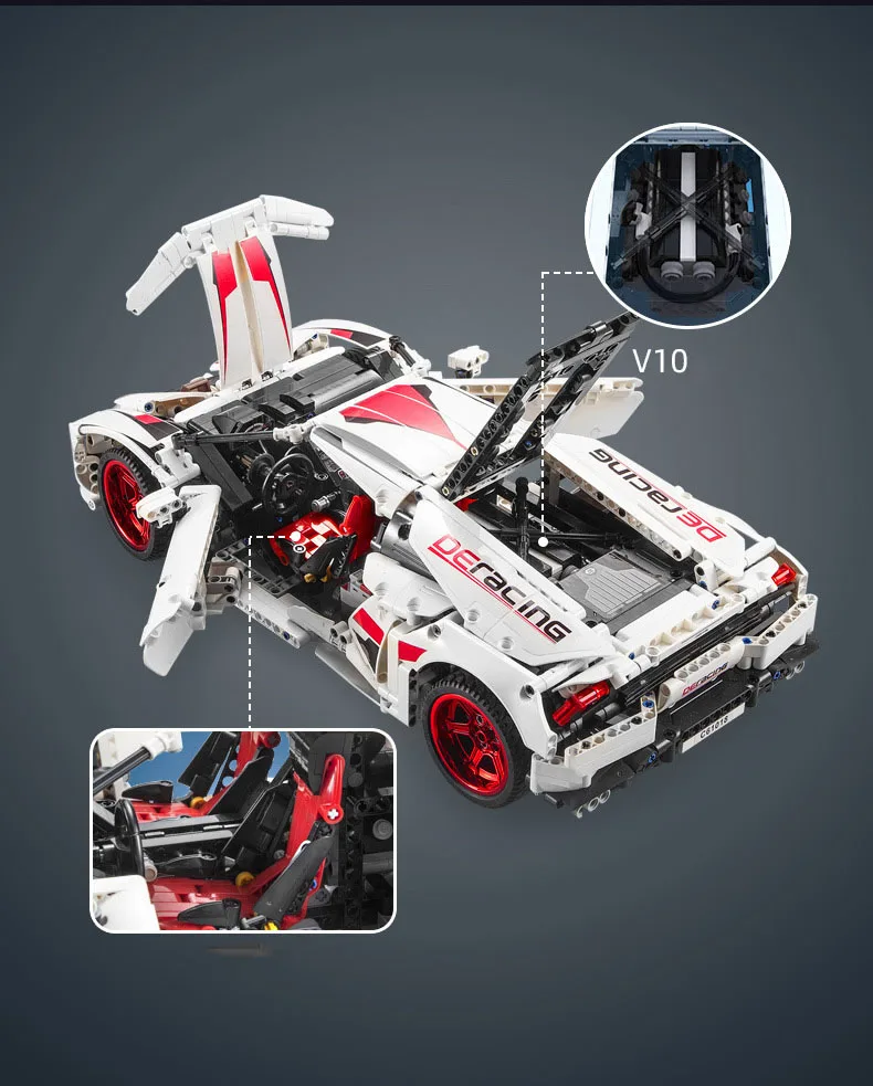 Technical 1:10 Scale Radio 2.4ghz Remote Control Super Sport Car Huracan LP610 Building Block RC Vehicle Brick Supercar Toy