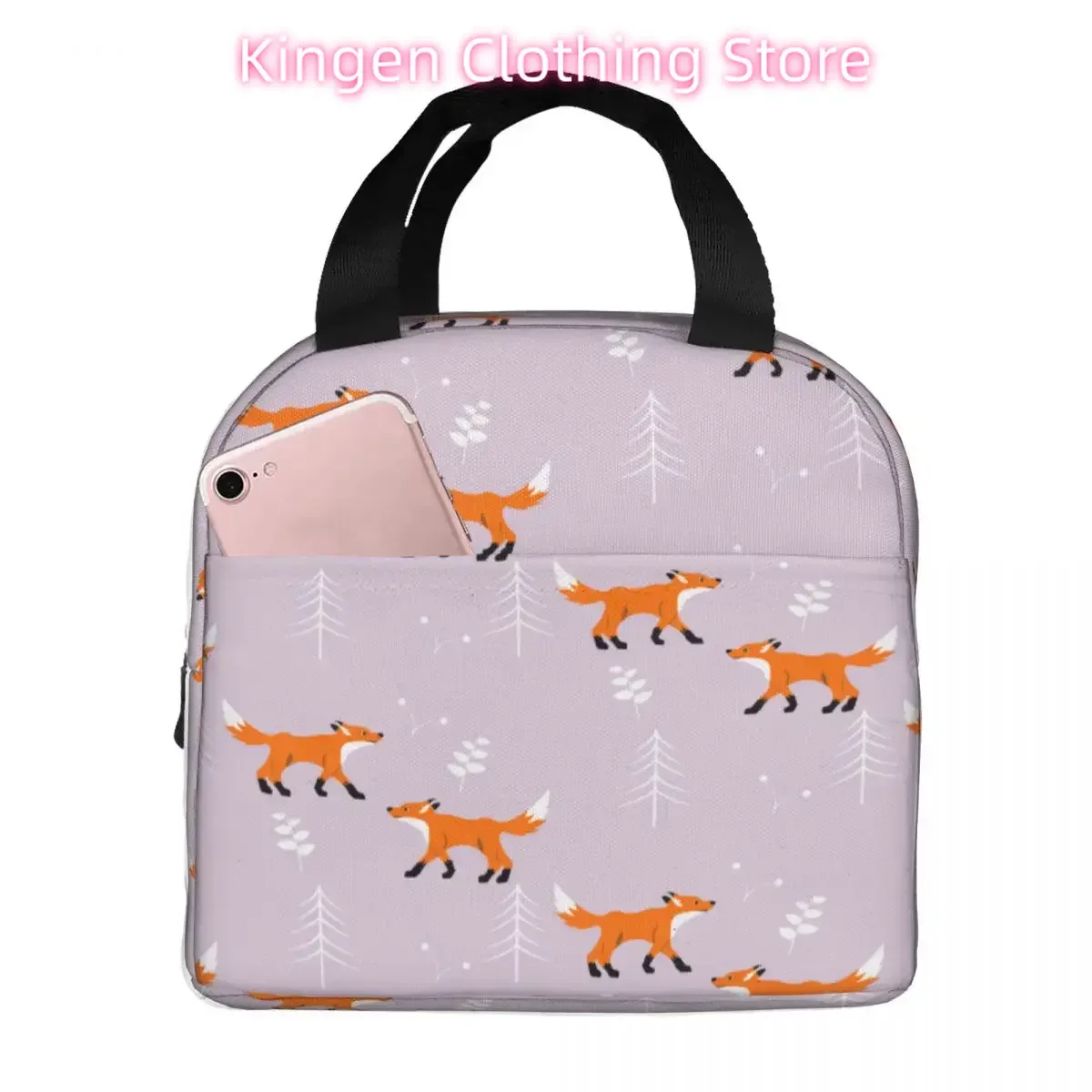 

Fox Lunch Bags Portable Insulated Oxford Cooler Bag Thermal Food Picnic Work Lunch Box for Women Kids