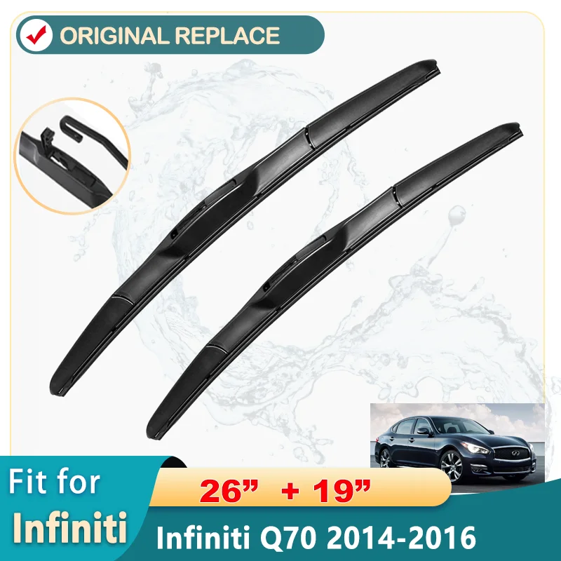 

For Infiniti Q70 2014-2016 26"+19" Car Accessories Front Windscreen Wiper Blade Brushes Wipers U Type J Hooks 2008 2009 2010