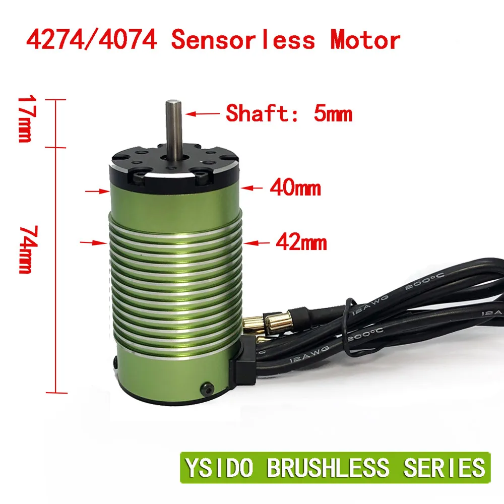 YSIDO 4274 800KV 1400KV 2200KV 3600KV Brushless Motor for RC ARRMA TRAXXAS EDF Boat 1/8 1/7 Car Monster Truck Off Road