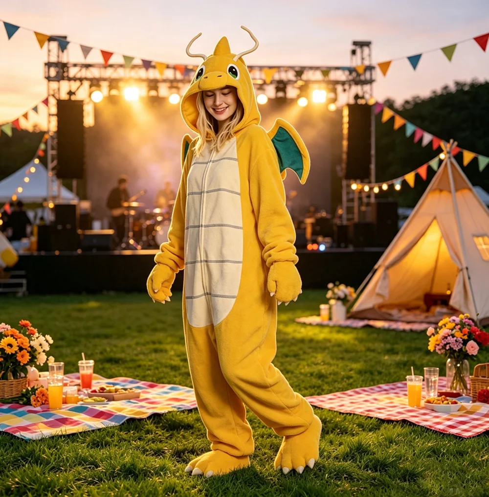 XXL Dragon Kigurumi Women Onesie Cartoon Cosplay Costume Winter Fleece Pajamas Animal Jumpsuit Halloween Christmas Party Outfits view 3