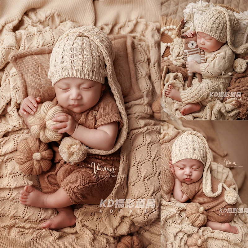 

Newborn Photography Props Cotton Material Hollow Out Knitting Infant Baby Outfits Handmade Posing Dolls Photo Shoot Accessories