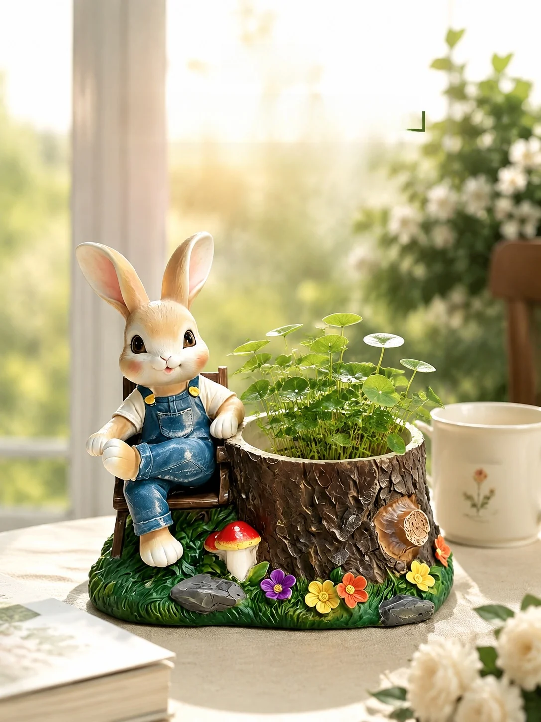 

Outdoor Garden Courtyard Cartoon Rabbit Flower Pot Resin Decorative Ornaments Animal Shaped Home Decorations Waterproof Sunsc...