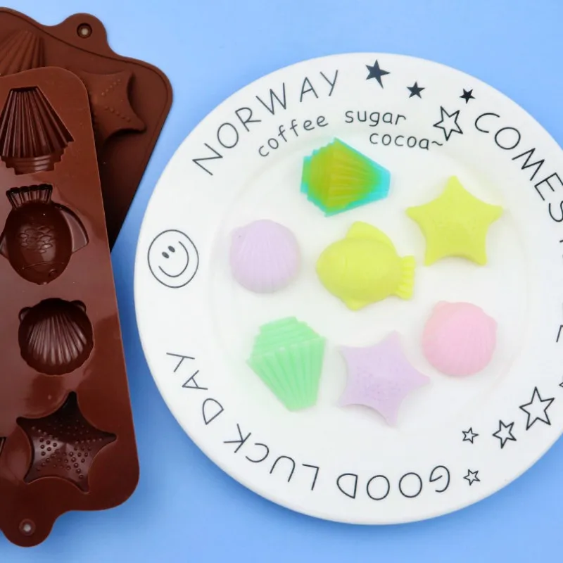 New Marine Biological Chocolate Silicone Mold Shell Starfish Candy Cake Decoration Tool Biscuit Pudding Baking Epoxy Resin Molds