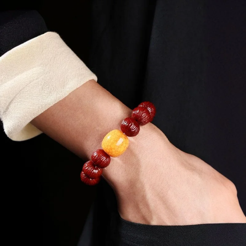 

Patina Monkey Bracelet Polished Jade-Buddha Bead Walnut